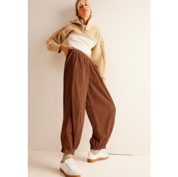Free People Pants - Free People To The Sky Cord Parachute  Baggy Pants S Brown Slouchy
